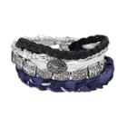 Mudd&reg; Braided & Floral Beaded Stretch Bracelet Set, Women's, Blue