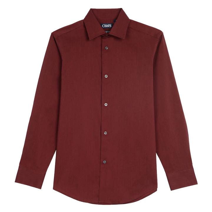 Boys 8-20 Chaps Micro Houndstooth Button-down Shirt, Size: 14-16, Dark Red