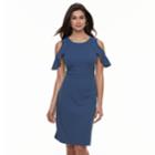 Women's Nina Leonard Cold-shoulder Crepe Dress, Size: Large, Brt Blue