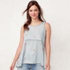 Women's Lc Lauren Conrad Print Tunic Tank, Size: Large, Grey