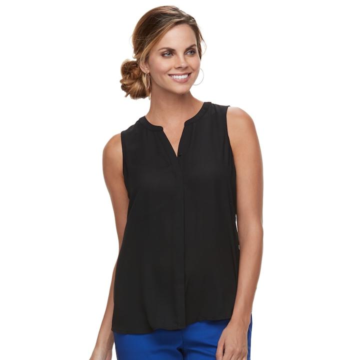 Women's Apt. 9&reg; Pleated Georgette Tank, Size: Small, Black