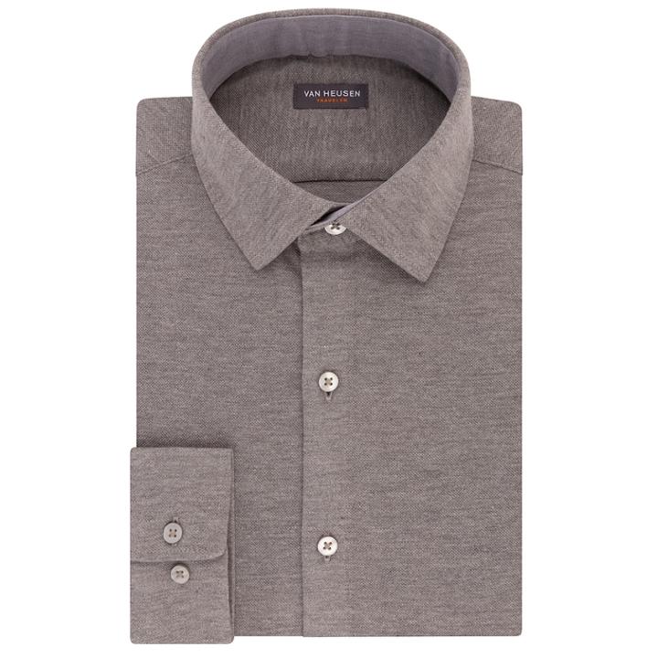 Men's Van Heusen Slim-fit Stretch Dress Shirt, Size: S 32-33, Grey