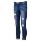 Juniors' Almost Famous Ripped Skinny Jeans, Girl's, Size: 13, Dark Blue