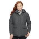 Plus Size Weathercast Quilted Hooded Jacket, Women's, Size: 3xl, Grey