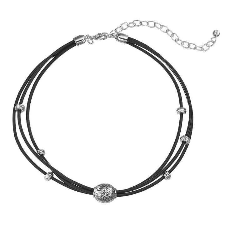 Napier Multi Strand Cord Beaded Choker Necklace, Women's, Silver