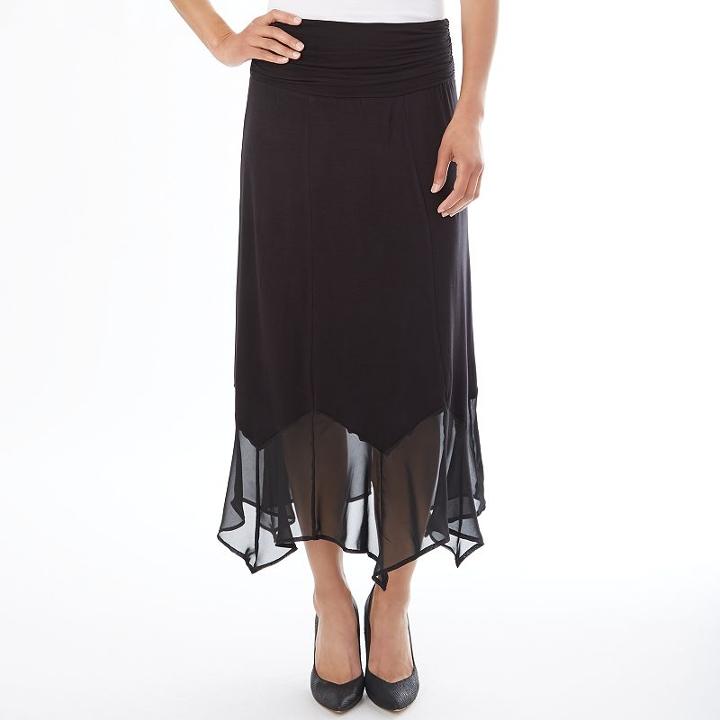 Women's Apt. 9&reg; Handkerchief Midi Skirt, Size: Medium, Black