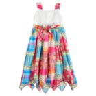 Girls 4-6x Blueberi Boulevard Crochet Patchwork Handkerchief-hem Sundress, Size: 6x, White Pink