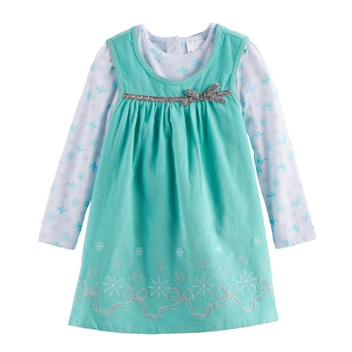 Baby Girl Nannette Snowflake Jumper And Long-sleeve Tee Set, Size: 12 Months, Turquoise/blue (turq/aqua)