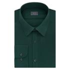 Men's Arrow Stretch Slim-fit Solid Point-collar Dress Shirt, Size: M-32/33, Dark Green
