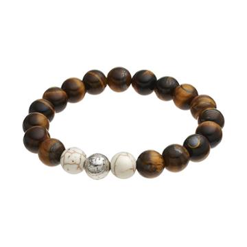 Wish Upon A Rock Men's Tiger's-eye Beaded Stretch Bracelet, Size: 7, Brown