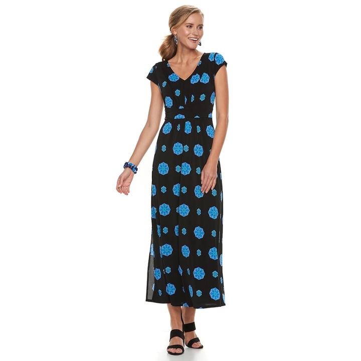 Petite Dana Buchman Shirred Crepe Maxi Dress, Women's, Size: Xl Petite, Dark Blue