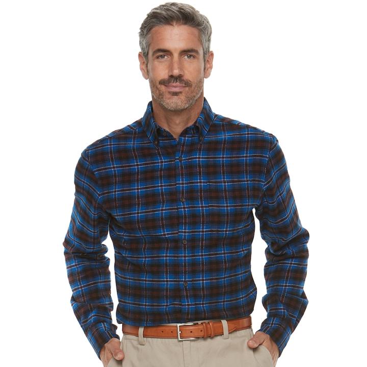 Men's Croft & Barrow&reg; Slim-fit Flannel Button-down Shirt, Size: Xl, Dark Blue