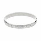 Confetti Stainless Steel Clear Crystal Hinged Bangle Bracelet, Women's, Size: 8, White