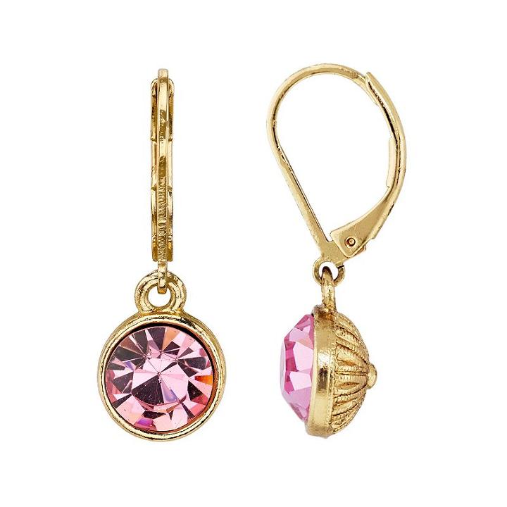 1928 Pink Faceted Circle Drop Earrings, Women's