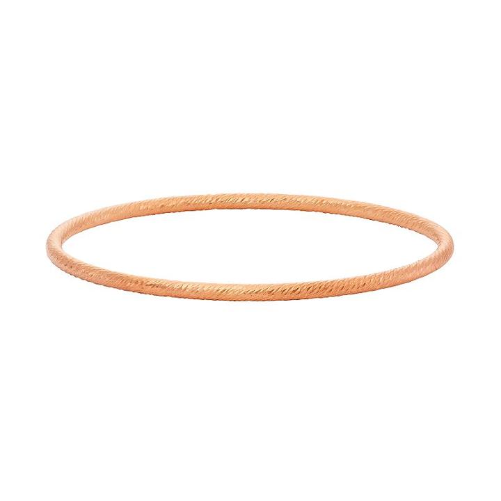 14k Rose Gold Over Silver Textured Bangle Bracelet, Women's, Size: 8, Pink
