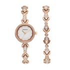 Armitron Women's Crystal Watch & Bracelet Set - 75/5544mprgst, Size: Small, Pink