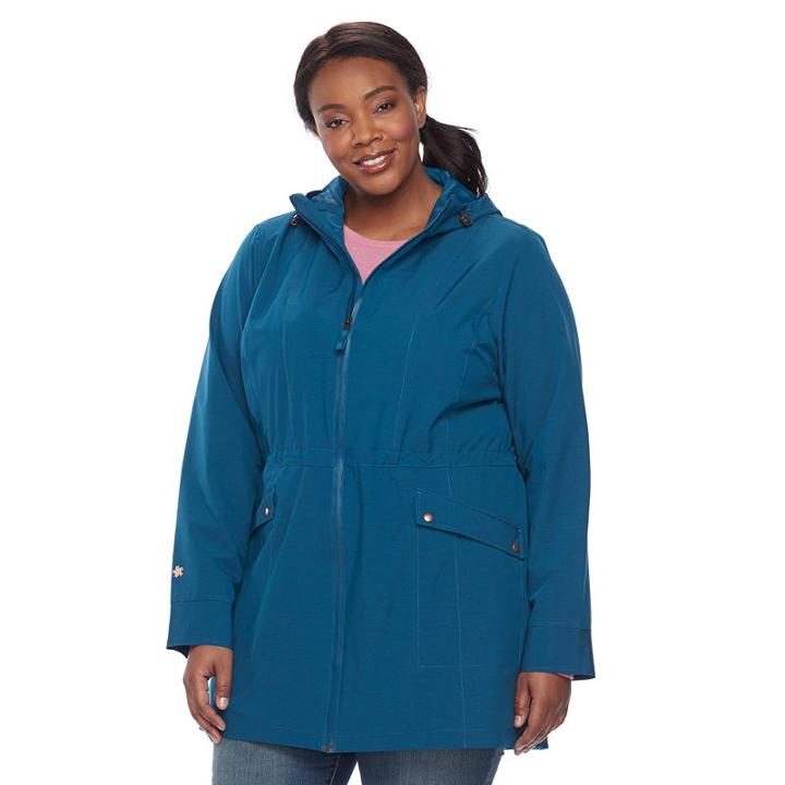 Plus Size Tek Gear Hooded Rain Jacket, Women's, Size: 3xl, Turquoise/blue (turq/aqua)
