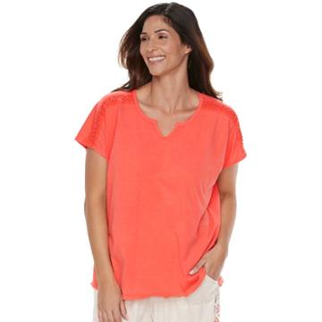Plus Size Sonoma Goods For Life&trade; Mix & Match Pajamas: Notch Neck Tee, Women's, Size: 2xl, Med Orange
