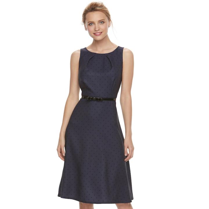 Women's Elle&trade; Pleated Midi Dress, Size: Small, Dark Blue