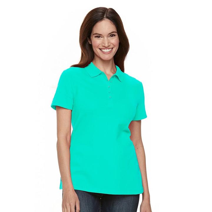 Petite Croft & Barrow&reg; Classic Solid Polo, Women's, Size: L Petite, Brt Blue