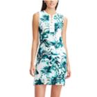 Women's Chaps Tropical Leaf Lace-up A-line Dress, Size: Medium, White