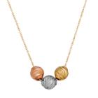 Everlasting Gold Tri-tone 10k Gold 3-bead Necklace