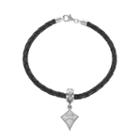 Logoart Sterling Silver & Leather Kappa Alpha Theta Sorority Kite Bracelet, Women's, Size: 7.5, Grey