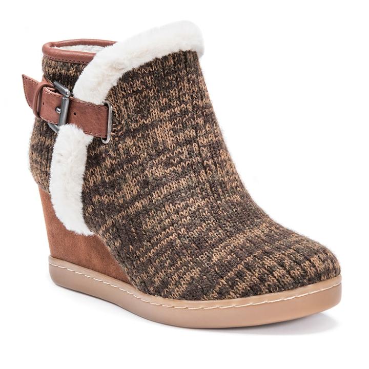 Muk Luks Annmarie Women's Wedge Water Resistant Ankle Boots, Size: 7, Brown