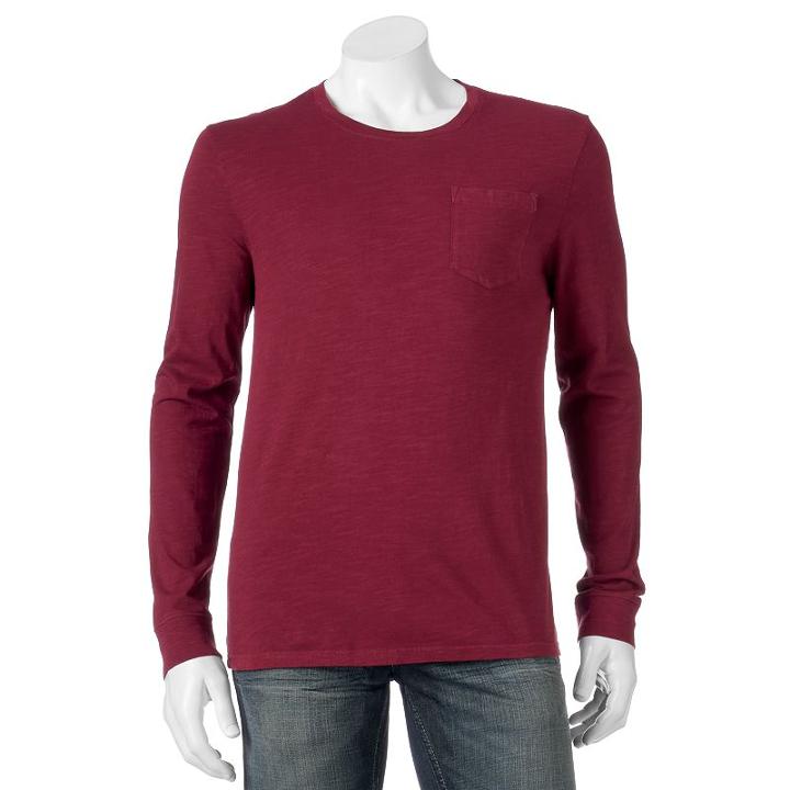 Men's Sonoma Goods For Life&trade; Garment-dyed Pocket Tee, Size: Large, Dark Red