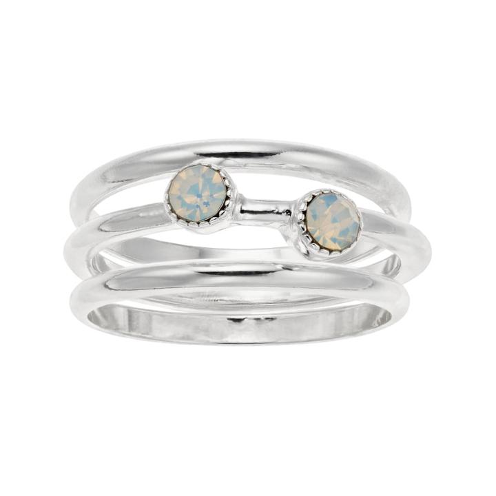 Lc Lauren Conrad Simulated Opal Ring Set, Women's, Size: 7, White