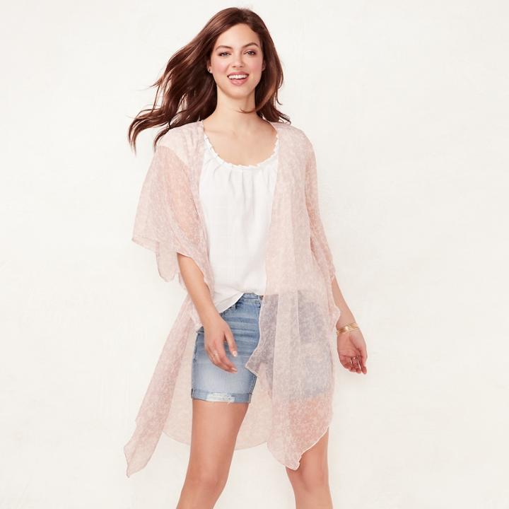 Women's Lc Lauren Conrad Bella Greenport Floral Kimono, White