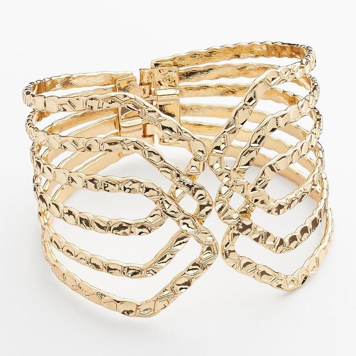 Apt. 9&reg; Hammered Crisscross Bangle Bracelet, Women's, Yellow