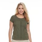 Petite Croft & Barrow&reg; Eyelet Cap Sleeve Top, Women's, Size: M Petite, Green
