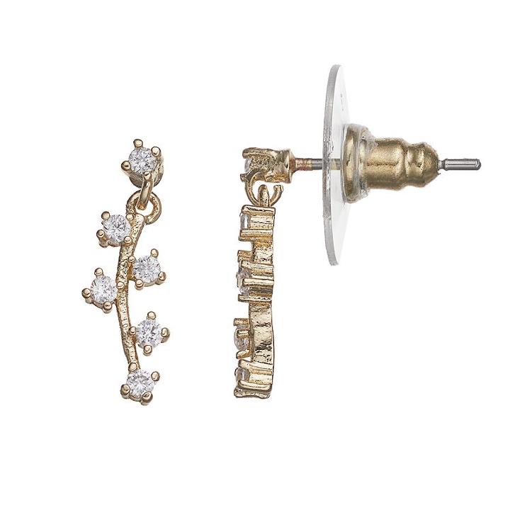 Lc Lauren Conrad Cubic Zirconia Vine Drop Earrings, Women's, Gold