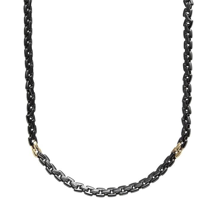 Axl By Triton Stainless Steel Black Ion And 14k Gold-over-stainless Steel Necklace - Men, Multicolor
