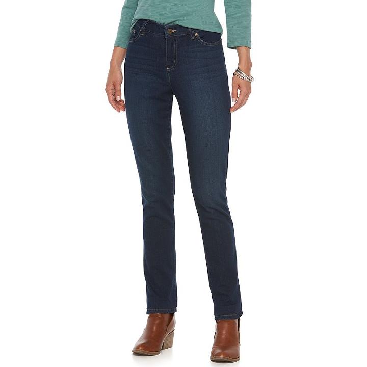 Women's Chaps Curvy Fit Slim-leg Jeans, Size: 8, Blue