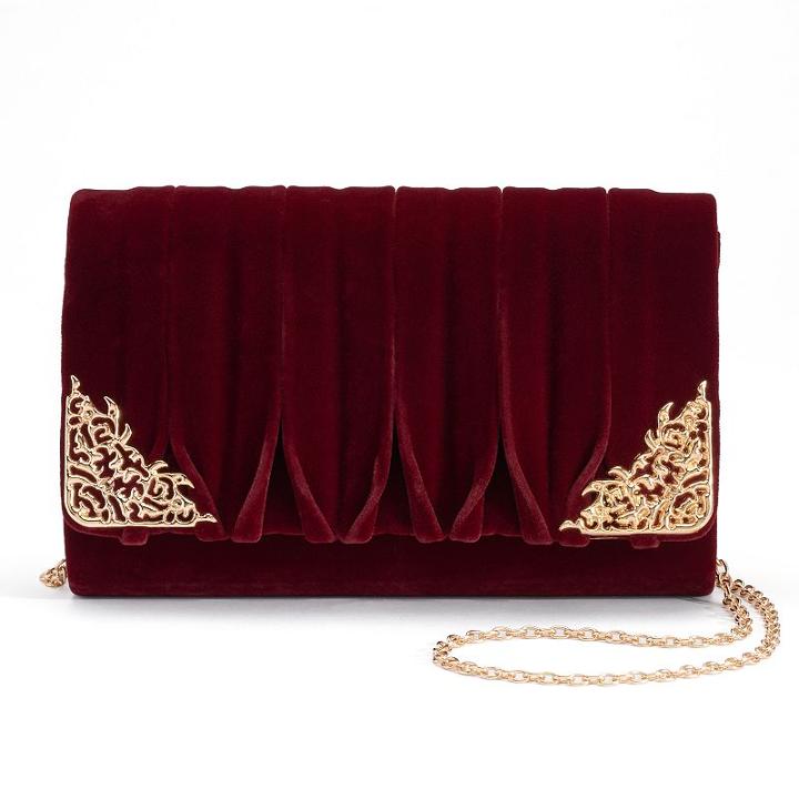 Lenore By La Regale Velvet Roll Clutch, Women's, Red