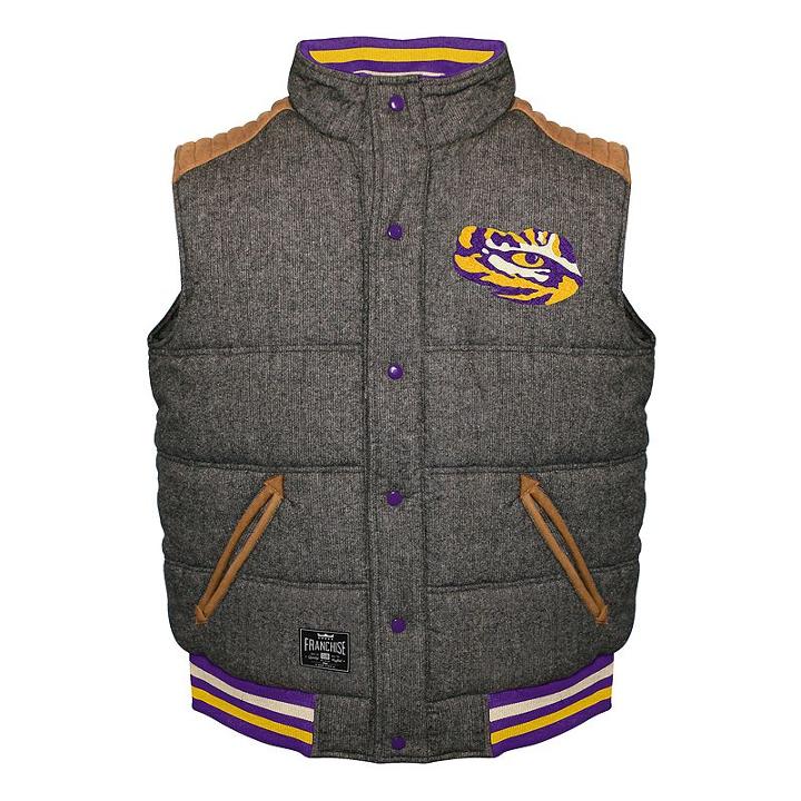 Men's Franchise Club Lsu Tigers Legacy Reversible Vest, Size: Small, Grey