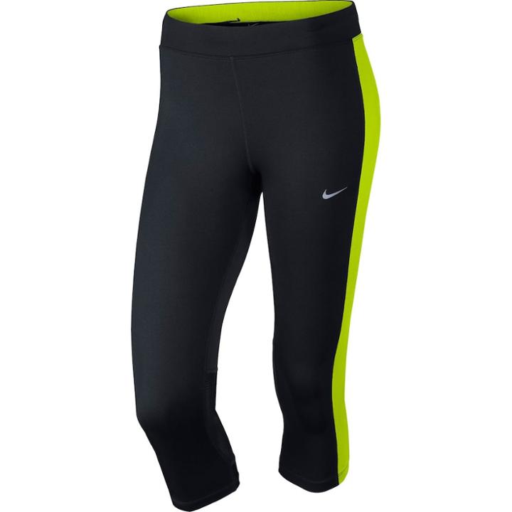 Women's Nike Essential Dri-fit Running Capri Leggings, Size: Xl, Grey (charcoal)