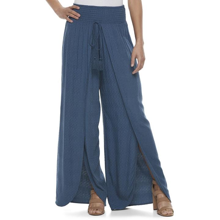 Juniors' Mason & Belle Split Front Jacquard Pants, Girl's, Size: Small, Blue Other