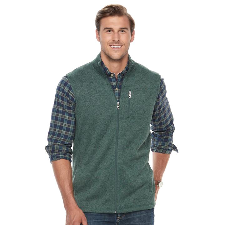 Big & Tall Croft & Barrow&reg; Classic-fit Outdoor Fleece Vest, Men's, Size: Xl Tall, Dark Green