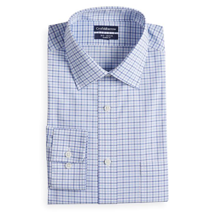 Men's Croft & Barrow&reg; Regular-fit Non-iron Stretch Dress Shirt, Size: 17-34/35, Med Blue