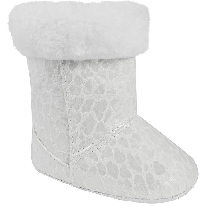 Baby Girl Wee Kids Faux-suede Faux-fur Trim Textured Boot Crib Shoes, Size: 1, White