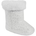 Baby Girl Wee Kids Faux-suede Faux-fur Trim Textured Boot Crib Shoes, Size: 1, White