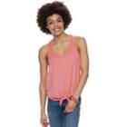 Juniors' So&reg; Tie Front Racerback Tank, Teens, Size: Small, Red