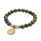Wish Upon A Rock Forest Green Jade Beaded Stretch Bracelet, Women's, Size: 7