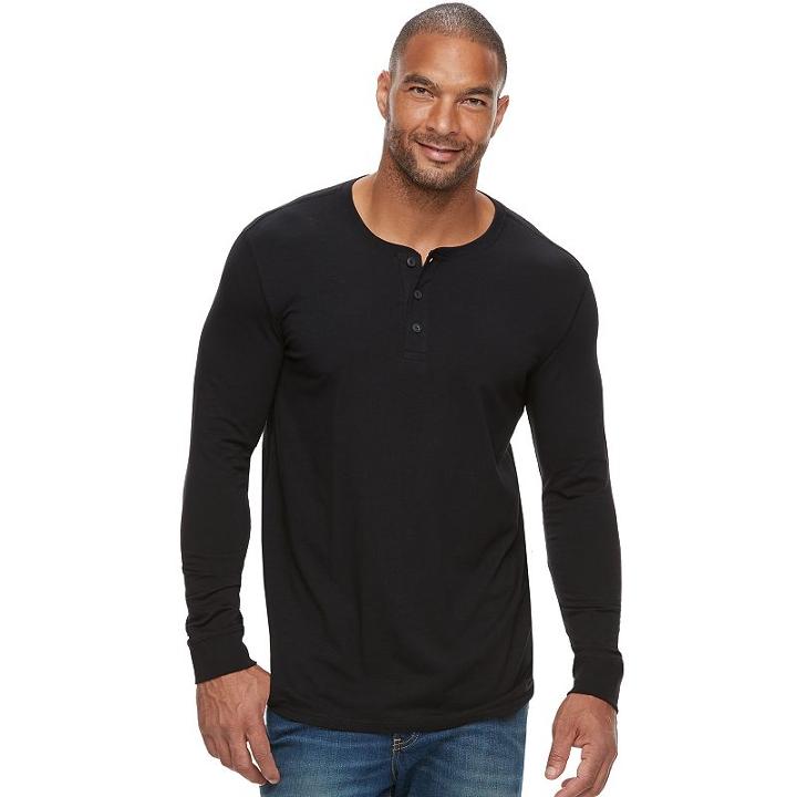 Big & Tall Sonoma Goods For Life&trade; Flexwear Slim-fit Stretch Henley, Men's, Size: Xl Tall, Black