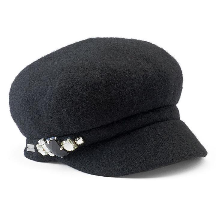 Women's Betmar Rhinestone Cadet Hat, Black