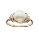Freshwater Cultured Pearl & Diamond Accent 10k Gold Swirl Ring, Women's, Size: 7, White
