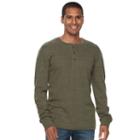 Men's Sonoma Goods For Life&trade; Slim-fit Soft-touch Stretch Thermal Henley, Size: Small, Dark Green